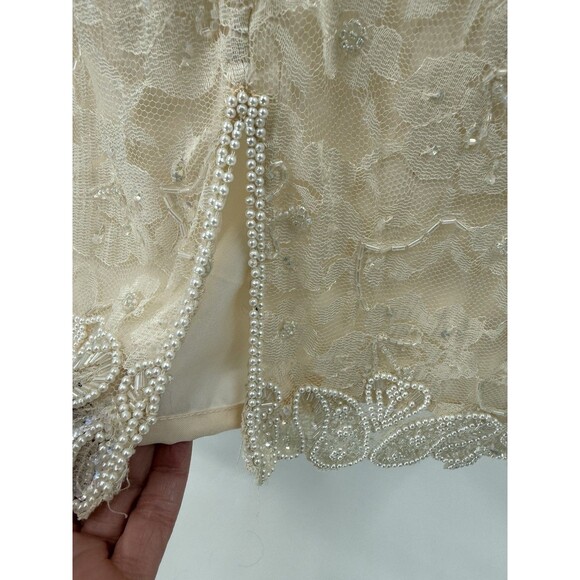 VINTAGE BRILLIANTE by J.A. Silk Beaded  Dress EMBELLISHED PEARL SEQUIN SZ SMALL - Picture 3 of 11